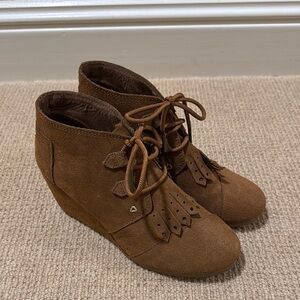 TOMS Brown Suede Ankle Boots- Women’s size 8
